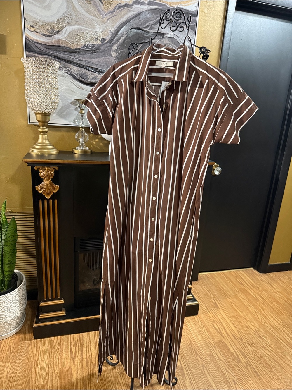 New Loft Maxi Button Down Dress Size 10